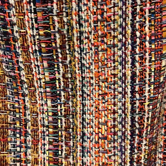 NWT Maeve Orange , Cream & Blue Tweed Mini Skirt With Fringe Hem. Size 16 - Picture 3 of 6